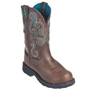 Justin Boots Women's Brown and Turquoise Pull-On Boots